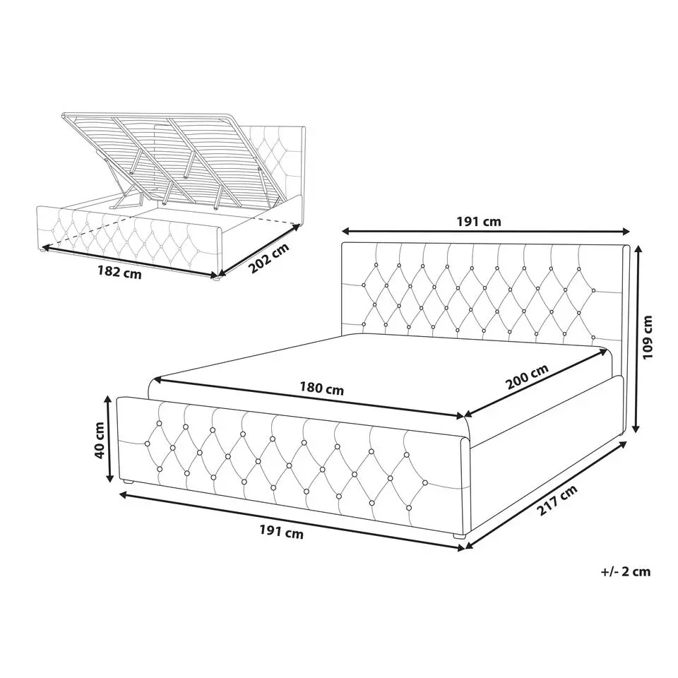 AMIENS - Bed met opbergruimte - Taupe - 180 x 200 cm - Fluweel