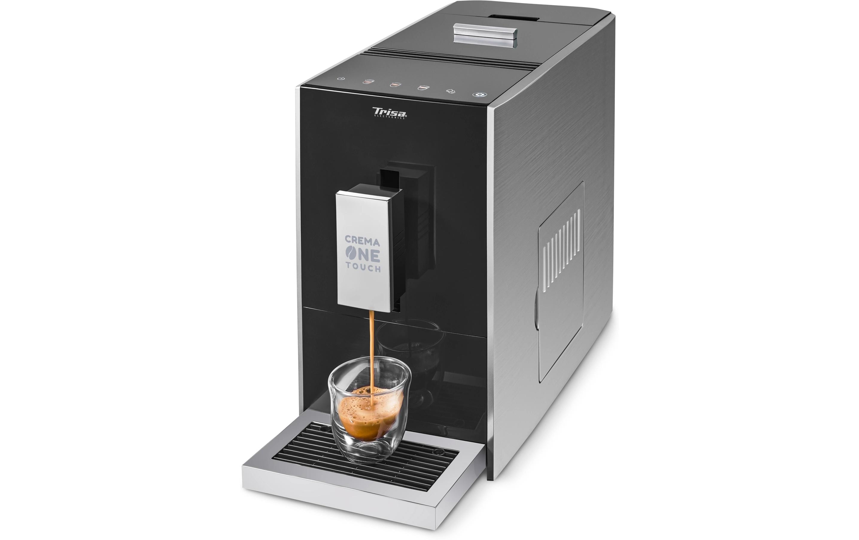 Kaffeevollautomat Crema One Touch Schwarz/Silber<br>Kaffeemaschine mit Siebträger