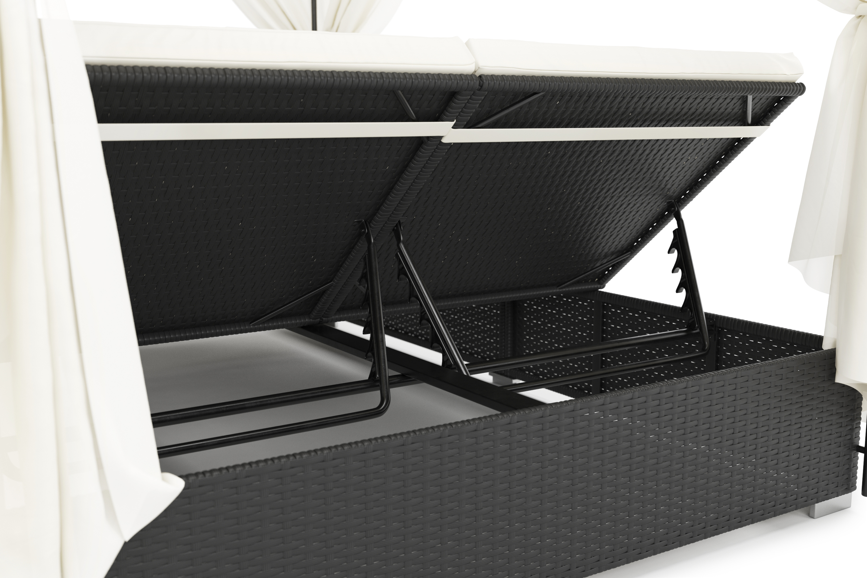 Sonnenbett Rattan schwarz/weiss