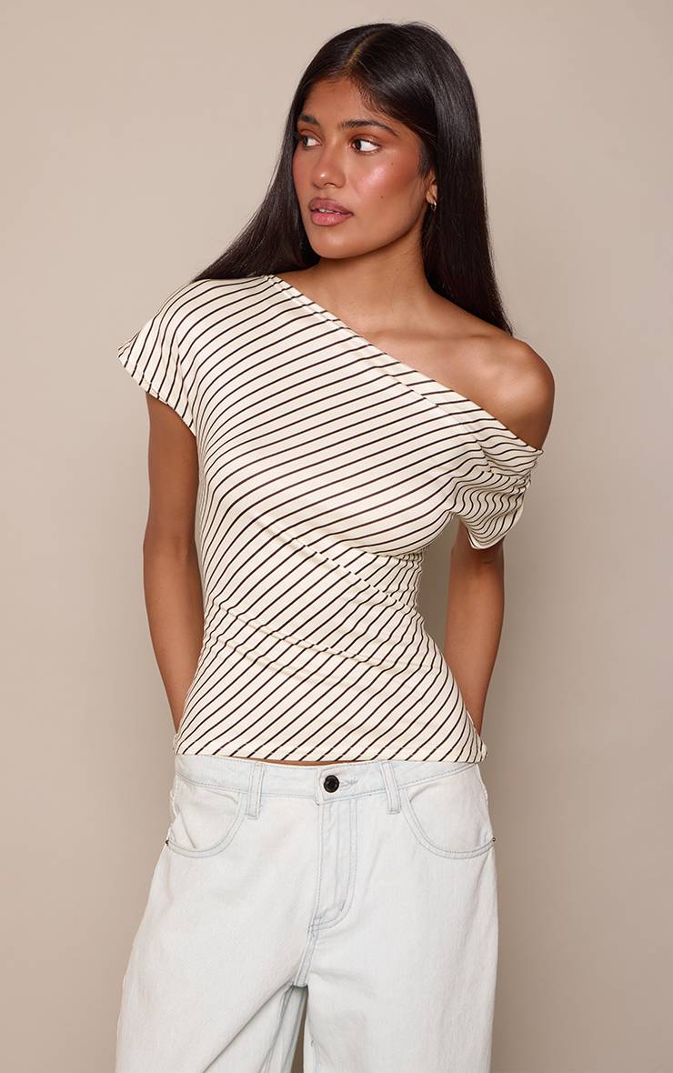 Citron Haut Asymétrique Ample En Jersey Rayé