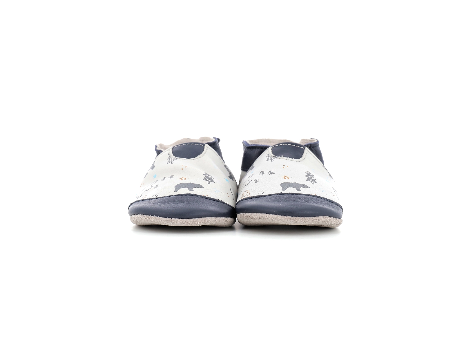Robeez-WINTERING BEAR Cuir Gris Bleu