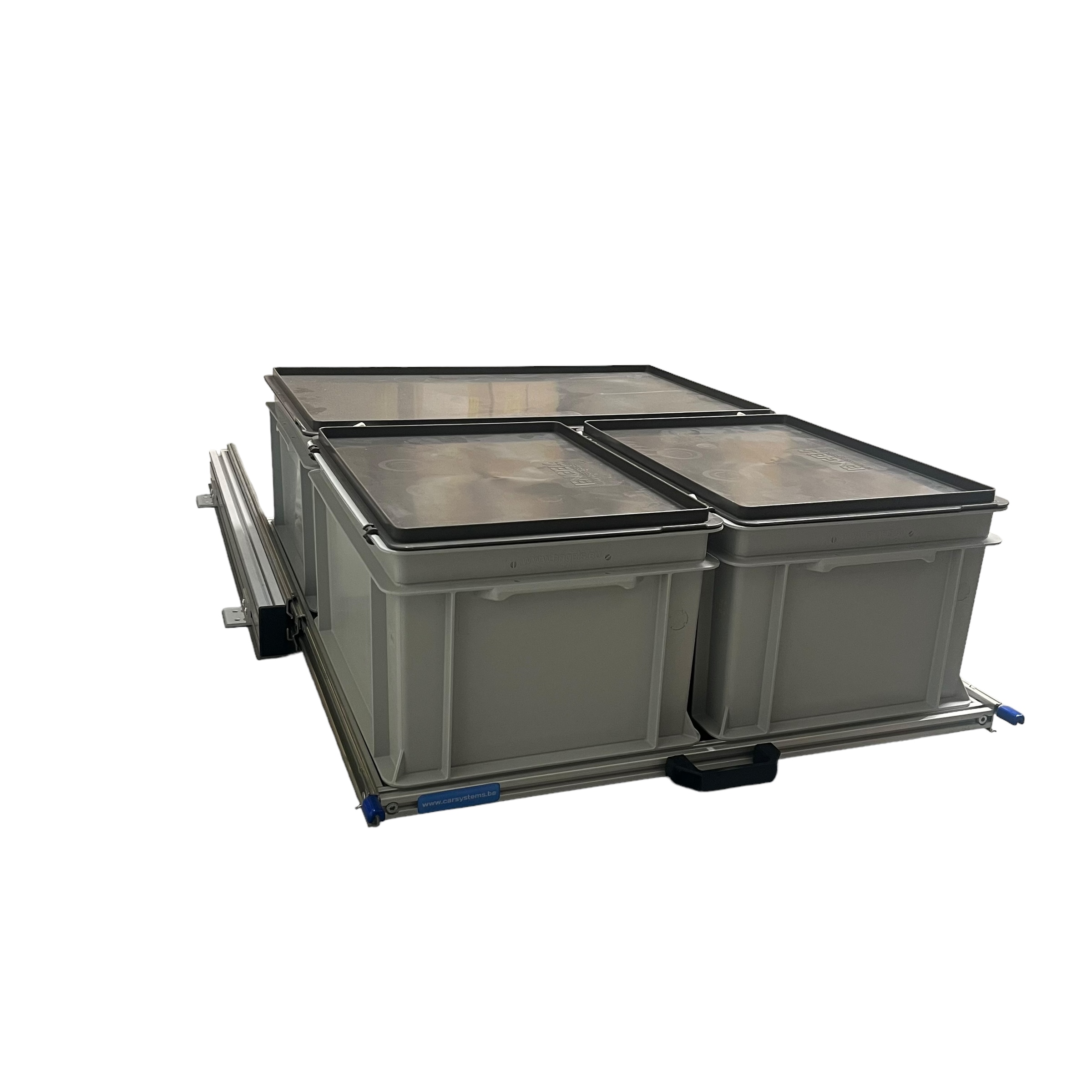 Aluminium schuifframe 80x60 cm met 3 bakken en deksel
