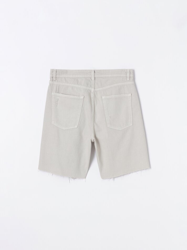 Shorts jeans de corte reto - Cinza claro