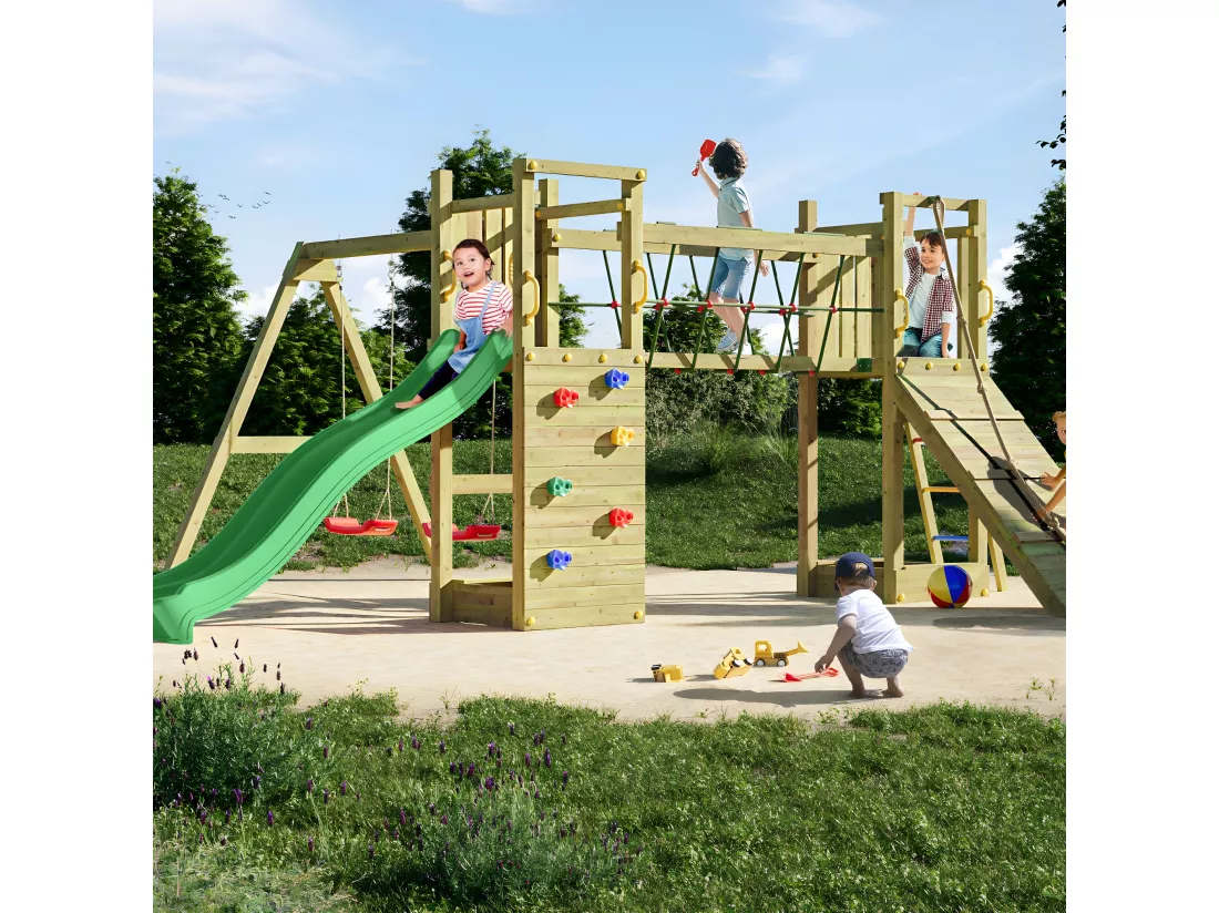 Aire de jeux Funny 3 avec balançoire double - Fungoo