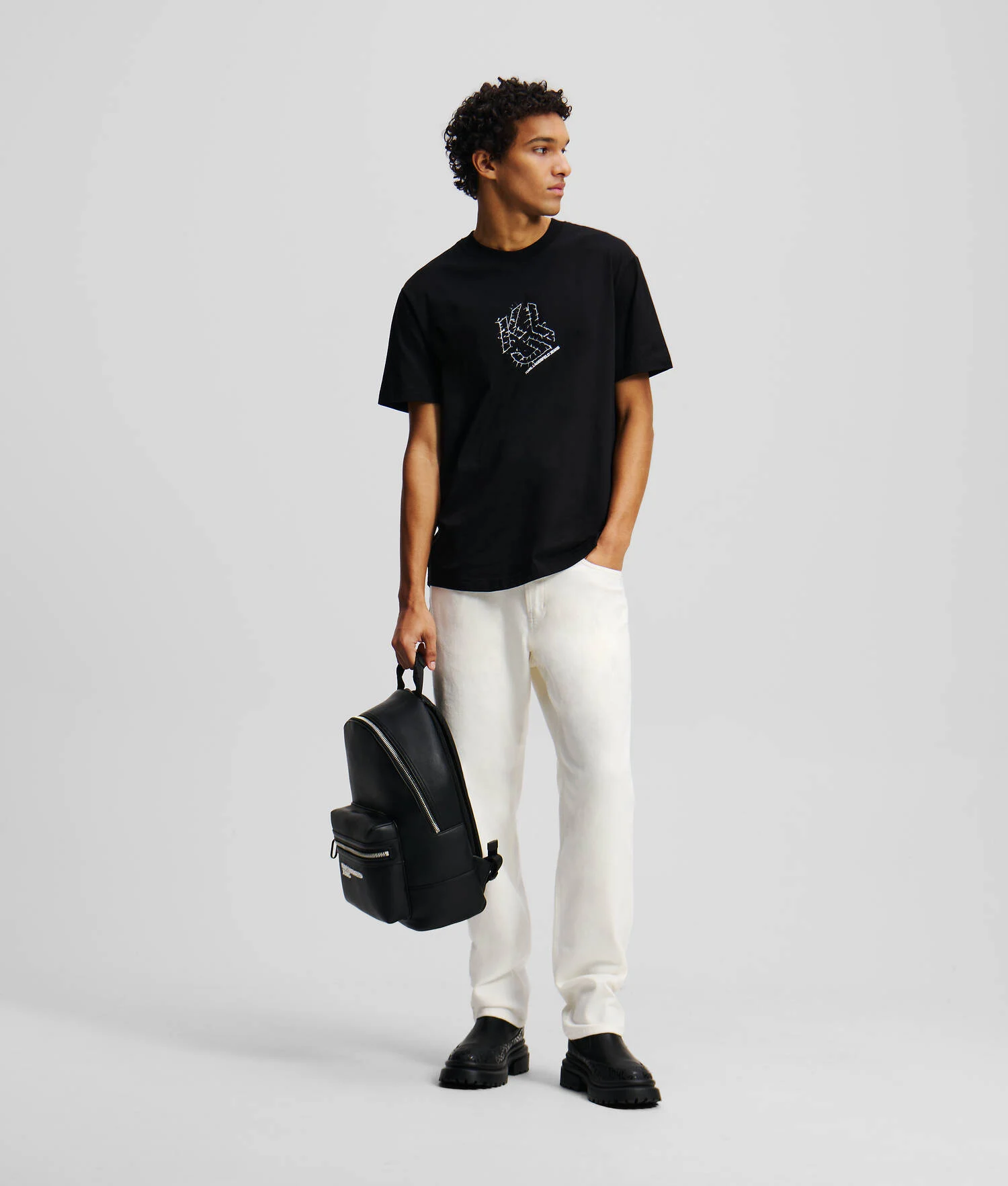 T-SHIRT À OURLET ARRONDI ET MONOGRAMME SHIBORI - Noir