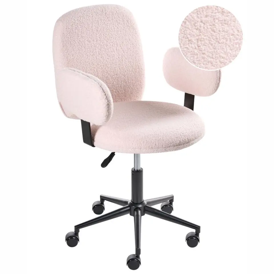 MORAGA - Bureaustoel - Pastelroze - Bouclé