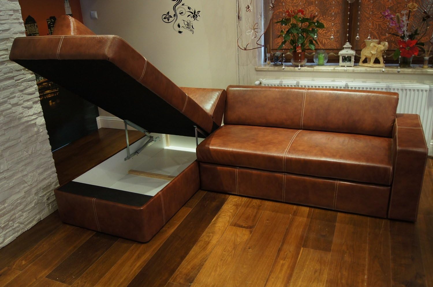 Quattro Meble Echtleder Ecksofa Antalya I 245 x 164cm + 2 x Lederkissen Sofa Couch mit Bettfunktion und Bettkasten Echt Leder Eck Couch