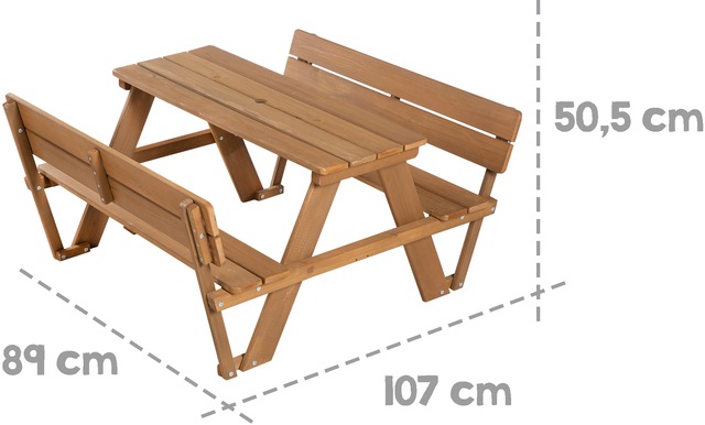roba® Kindersitzgruppe »Picknick for 4 Outdoor +, Teakholz-Optik« Set,  mit Lehne; inklusive Sitzauflagen Â»Little StarsÂ«