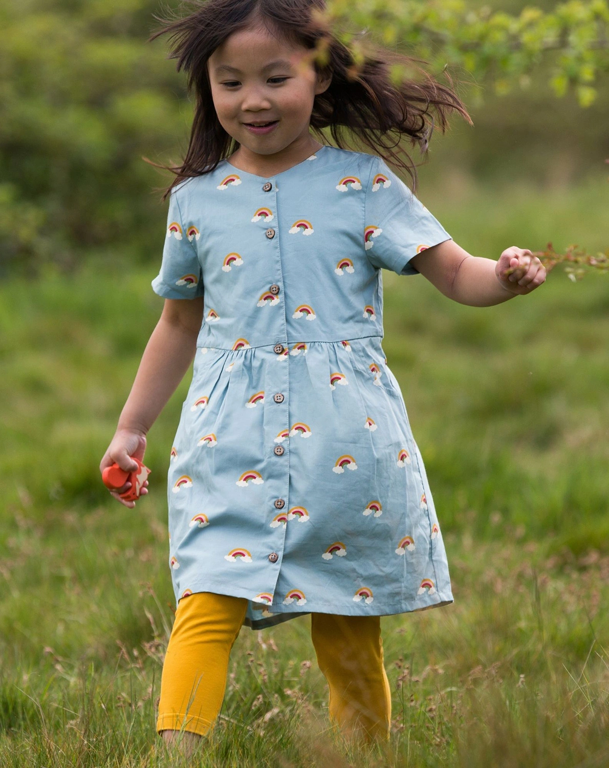 Kurzarmkleid OVER THE RAINBOW mit Knöpfen in hellblau