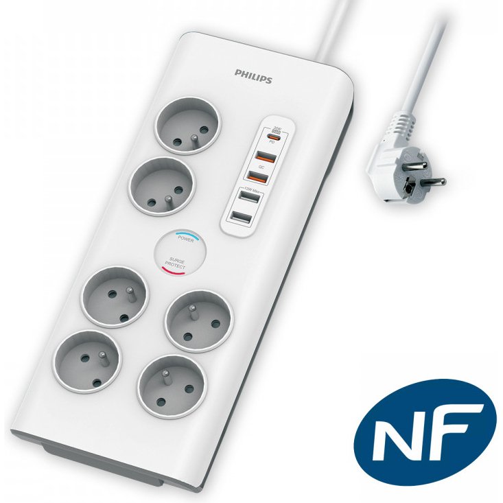 MCL SPN7063WA/19 multiprise 2 m 6 sortie(s) CA Intérieure Blanc