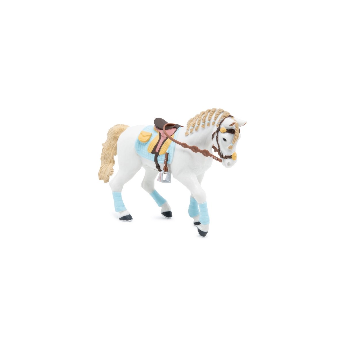 Cheval de la cavalière fashion bleue