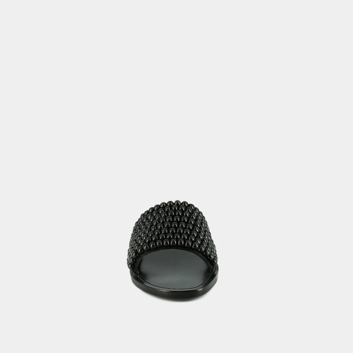 Mules à perles  en cuir noir