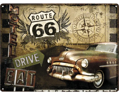 Blikken bord Highway 66 Road Trip 30x40 cm