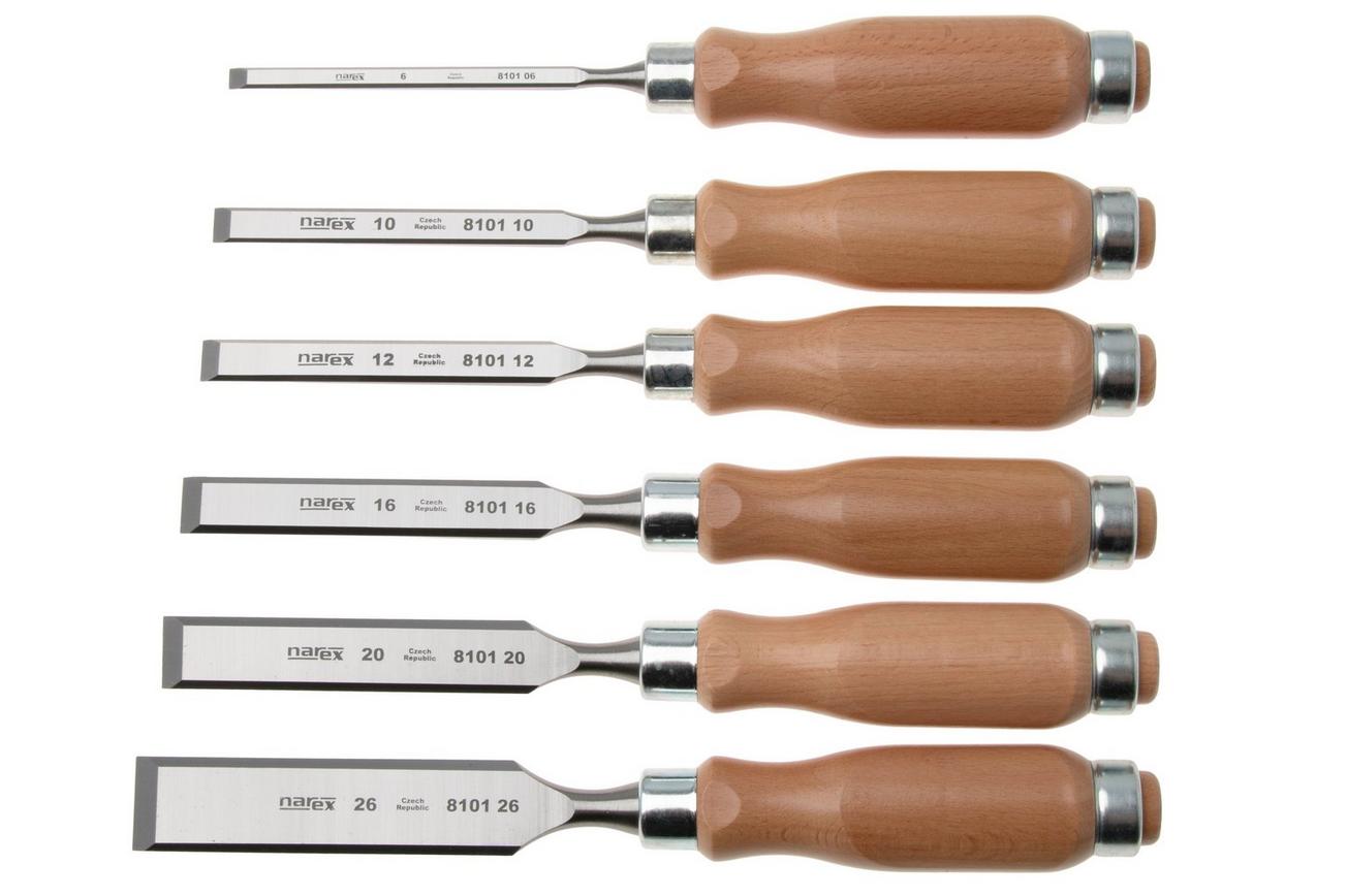Narex Wood Line Profi Bevel Edge Chisel Set 853055, beitelset 6-10-12-16-20-26 mm, 6-delig