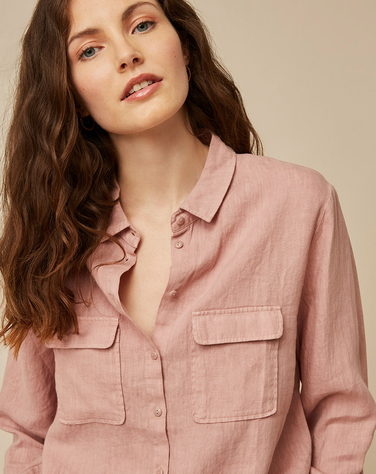 Harris Wilson Chemise 100% Lin Carole poudre