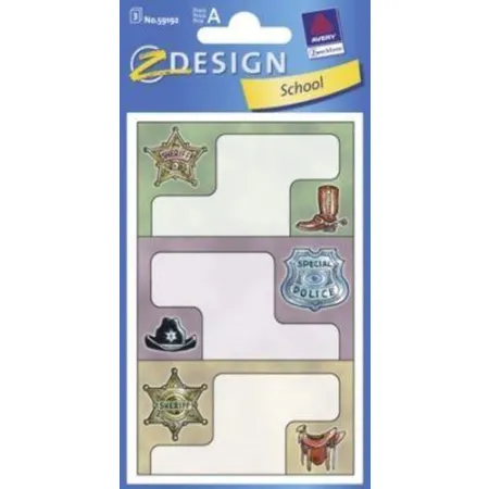 Avery Zweckform Z-Design 59192 Buchetiketten, Papier, Motiv Sheriff, 9 Stück/3 Bogen