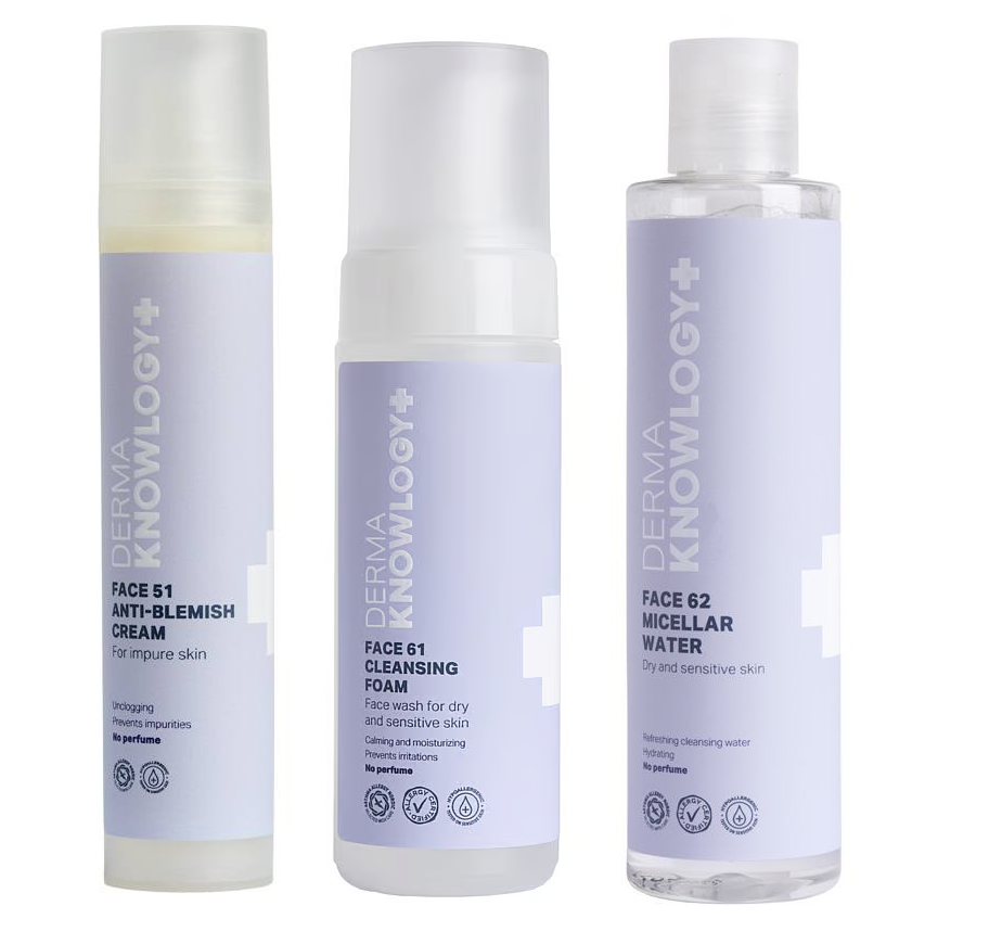 DERMAKNOWLOGY- FACE51 Anti-Blemish Cream 50 ml + FACE61 Cleansing Foam 150 ml + FACE62 Micellar Water 200 ml