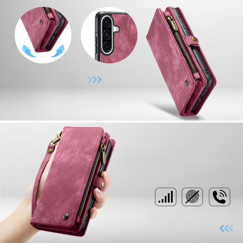 Samsung Galaxy A56 2in1 Leder Tasche   Magnet Hardcase Karten Etui - Rot