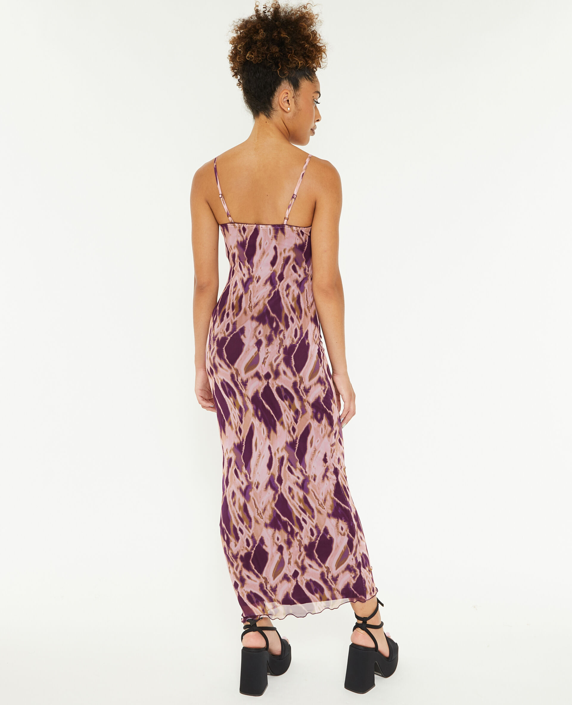 Robe longue en micro-mesh - Marron