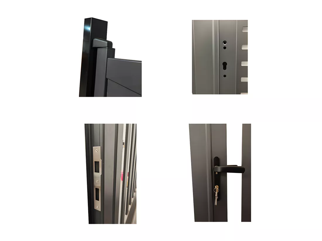 Portail électrique battant aluminium semi ajouré à motifs L307 x H172 cm anthracite LABRIT II