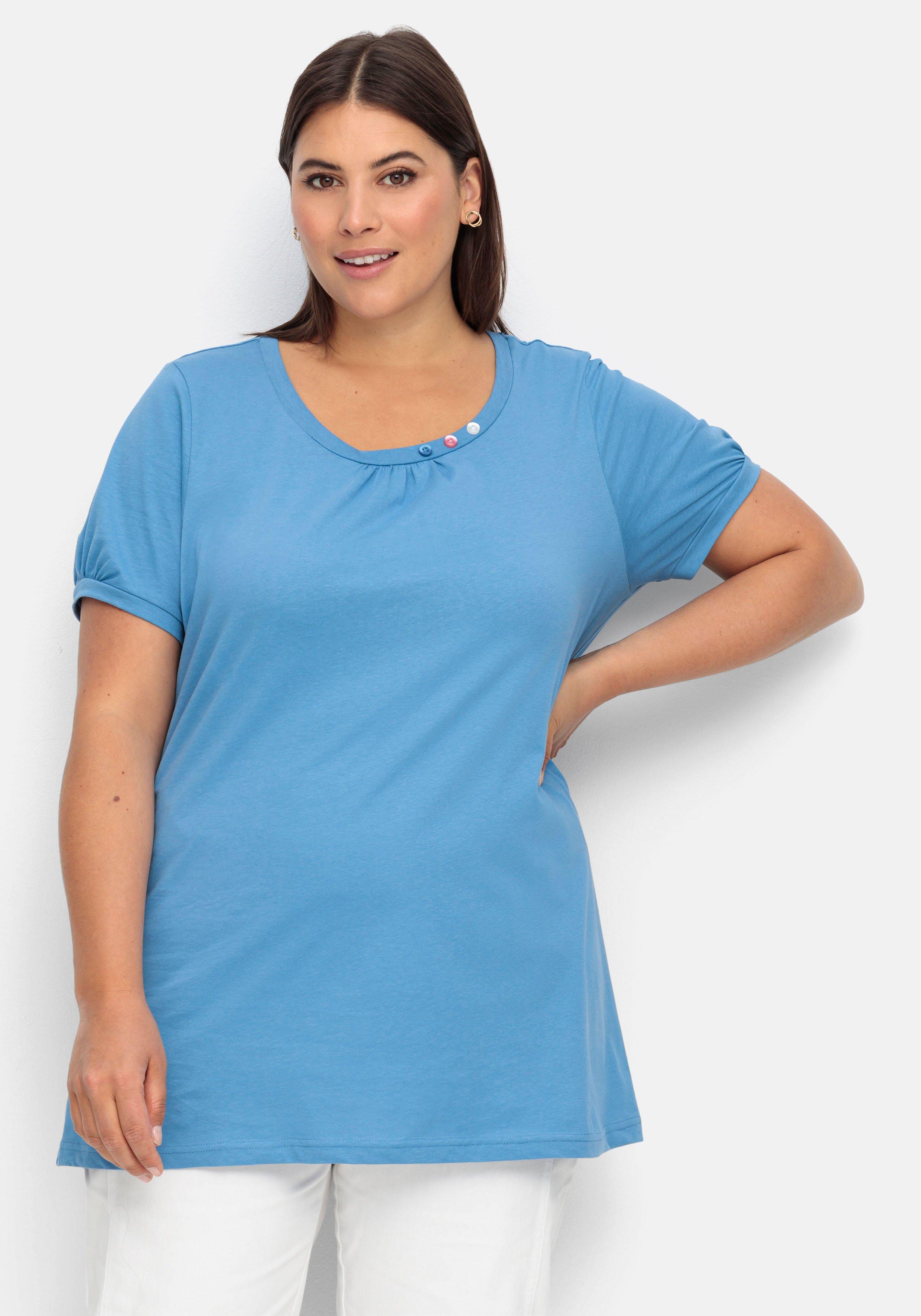 Longshirt mit Zierknöpfen am Ausschnitt