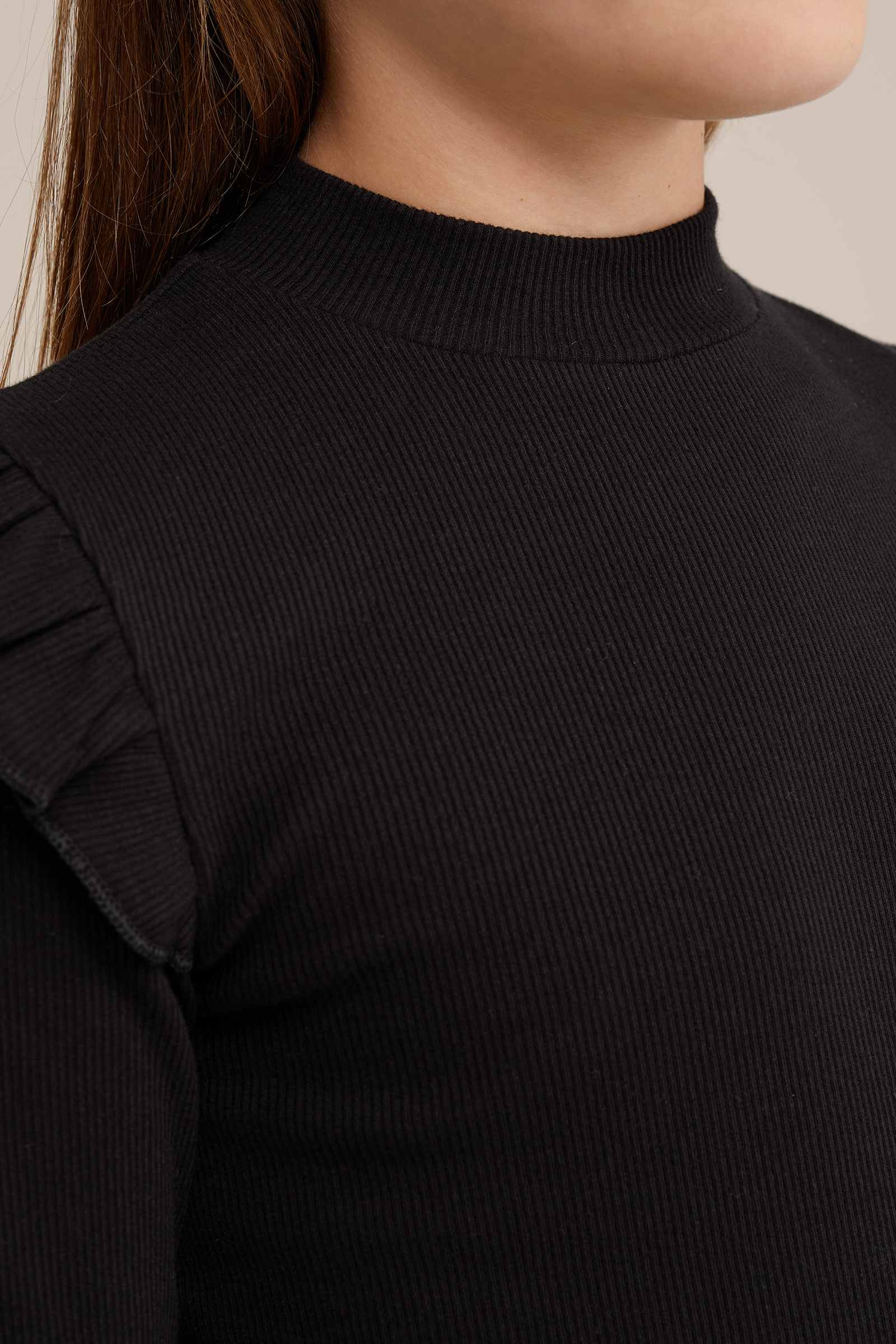 Meisjes T-shirt met ruches, 2-pack WE Fashion Zwart