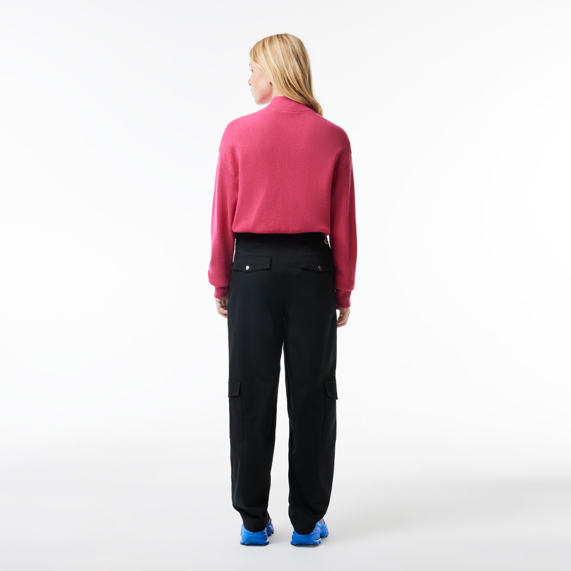 Pantalon cargo en gabardine de coton extensible Pantalons & Shorts - Noir - Lacoste - Femme