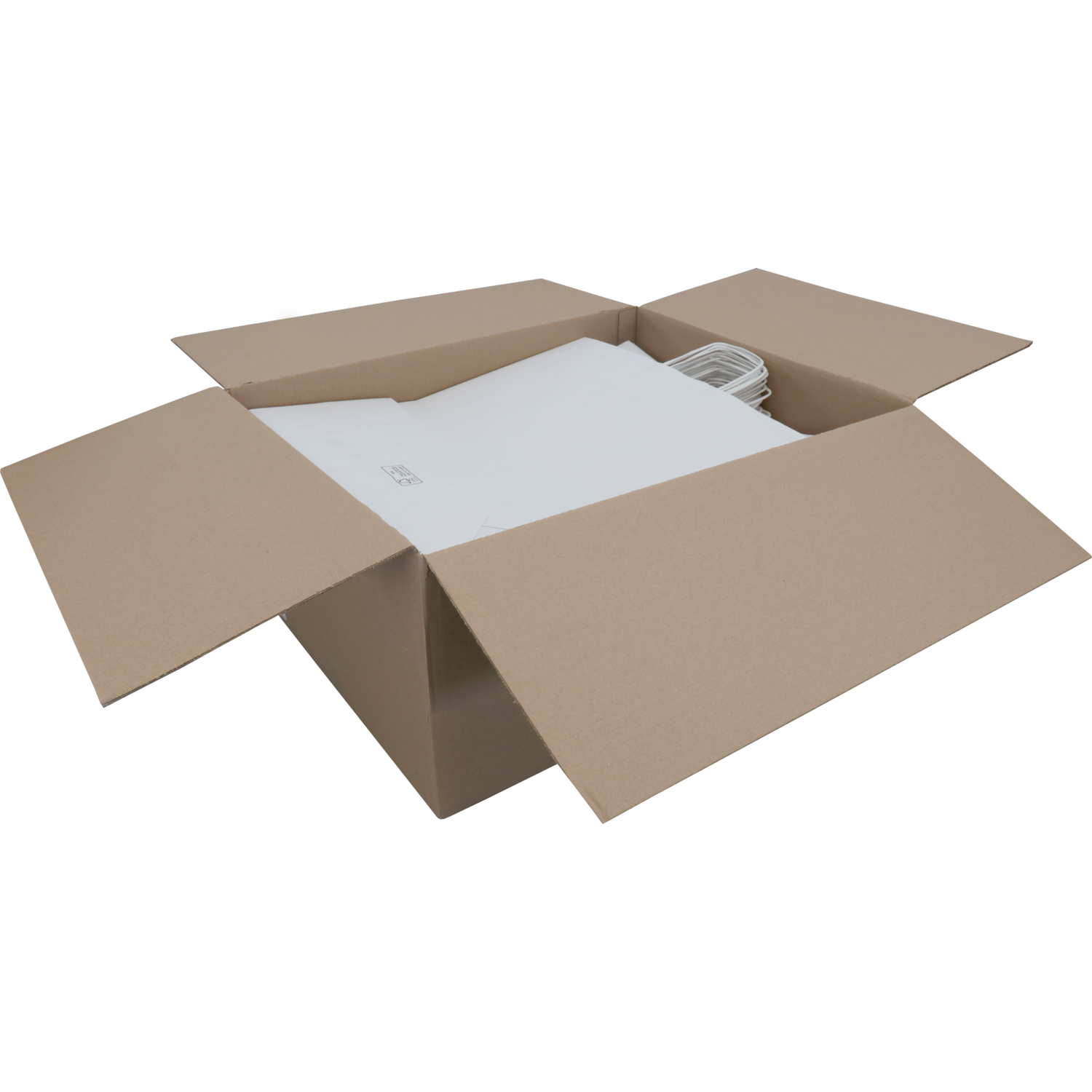 Tas, Kraftpapier, gedraaid papieren koord, 45x 17x48cm, draagtas, wit