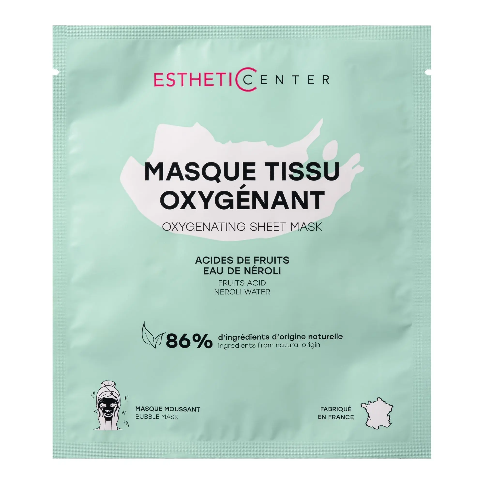 Esthetic Center - Masque Tissu Oxygénant Acides de Fruits & Eau de Néroli 18ml - Masque monodose