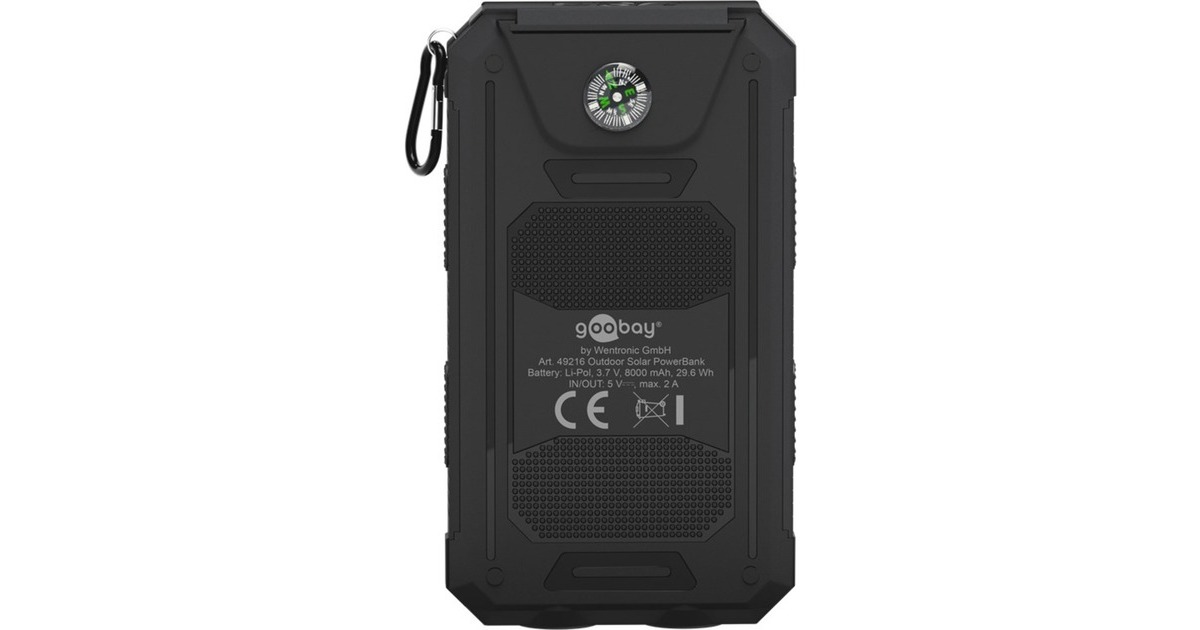 goobayOutdoor Powerbank 8.0 met zonnepaneel   (Zwart, 8.000 mAh, 2x USB-A)