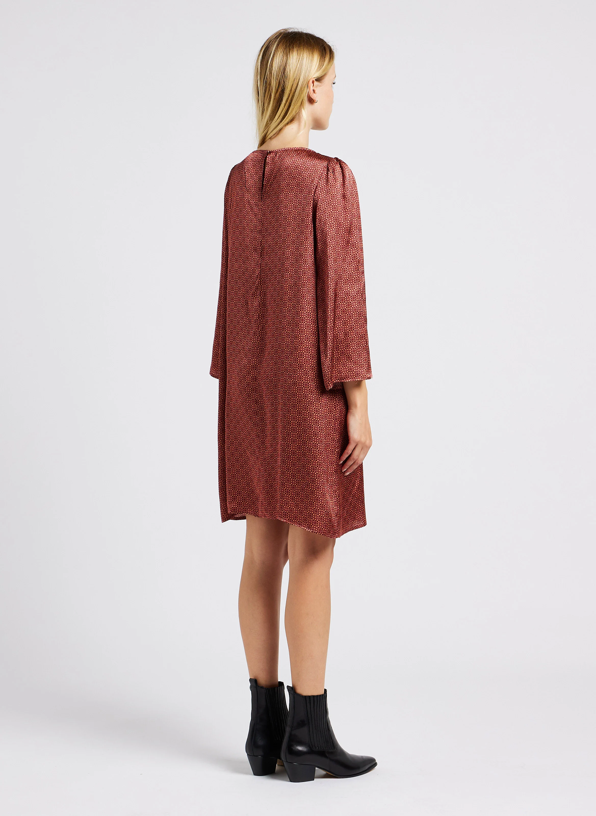 LUCIE - Robe col rond imprimée | Doré