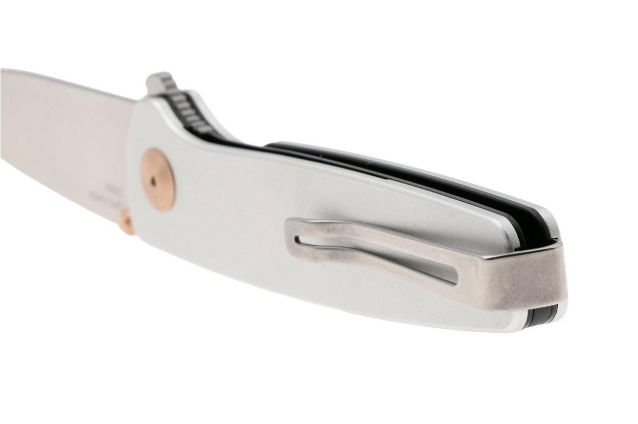 SOG Twitch III 11-15-02-43, Satin 154CM, Grey Aluminum, Rose Gold Hardware zakmes