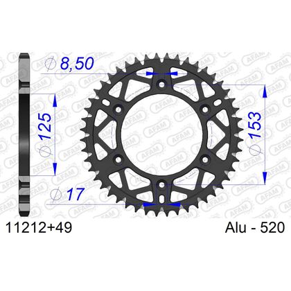 Couronne AFAM ALU 520 ANTI-BOUE 49 DENTS - Gris