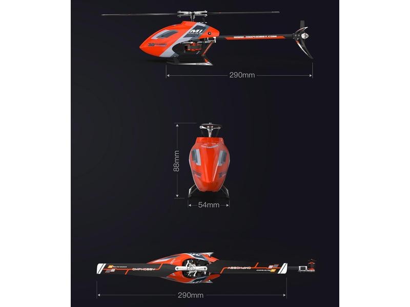 OMPHobby Helikopter M1 EVO Flybarless, 3D, Rot BNF OMP M1 Evo – Vollwertiger 3D Heli im Mini Format mit nur 290 mm Rotordurchmesser
