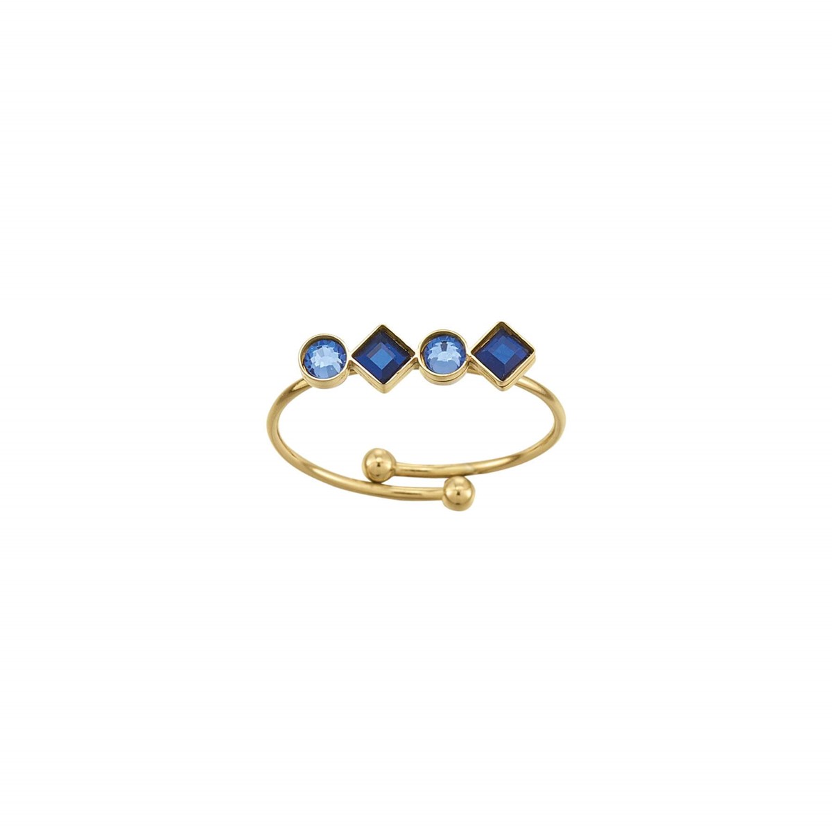 Bague Eclat bleue acier doré or