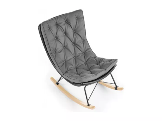 Rocking Chair design avec structure en métal noir et bois massif IMAGINE