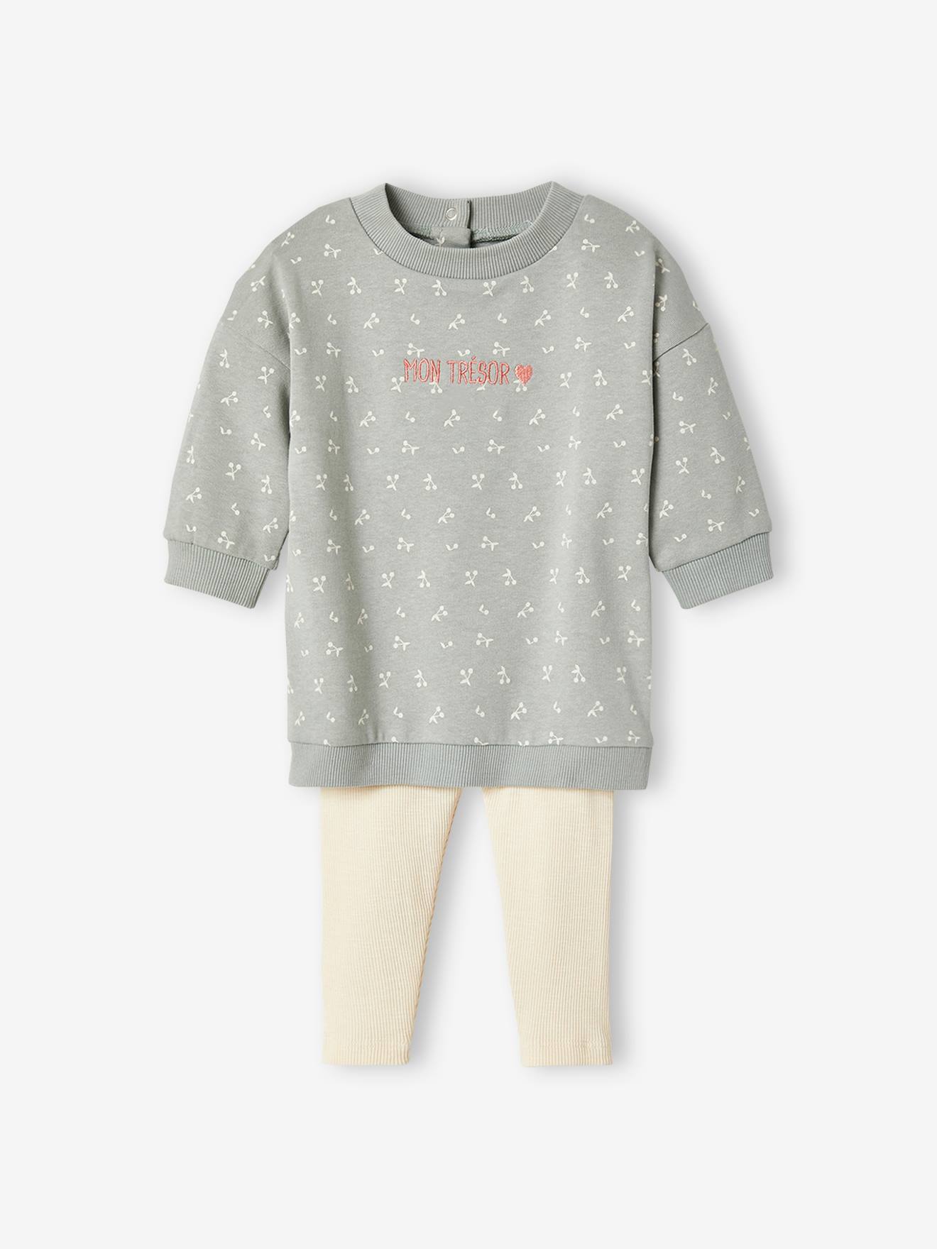 Conjunto de vestido e legging para bebê personalizável na cor verde-água