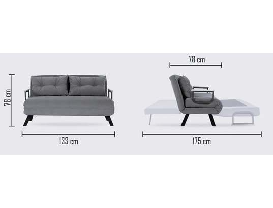 CONCEPT1 - Canapé lit Sando 2 places crème 133 x 78 x h78