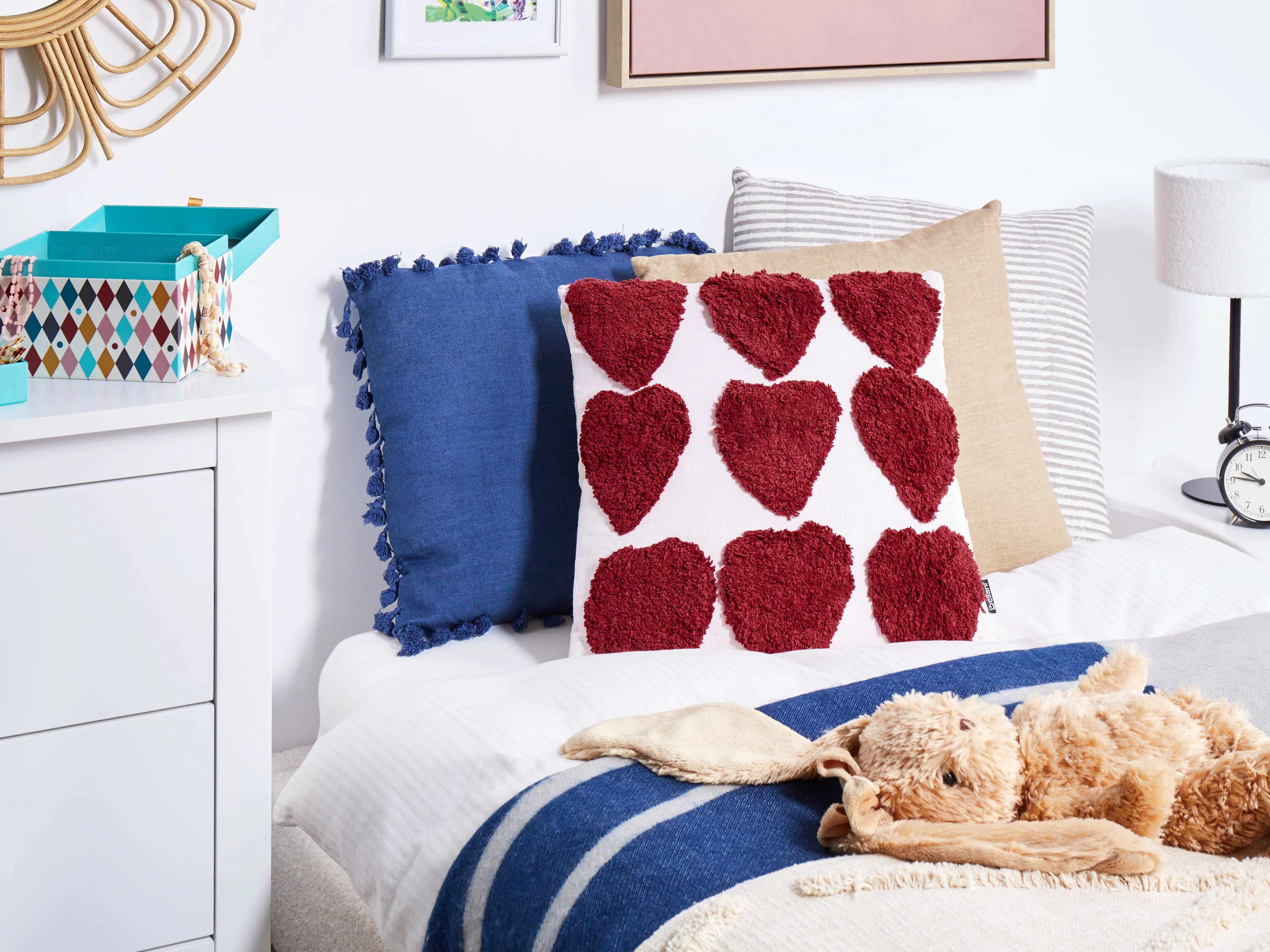 Set van 2 sierkussens MINGORA Katoen 45 x 45 cm Rood hartenpatroon