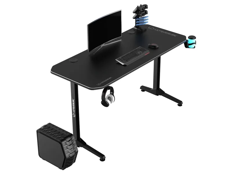 Ultradesk Frag Gaming Desk, sort med sort måtte