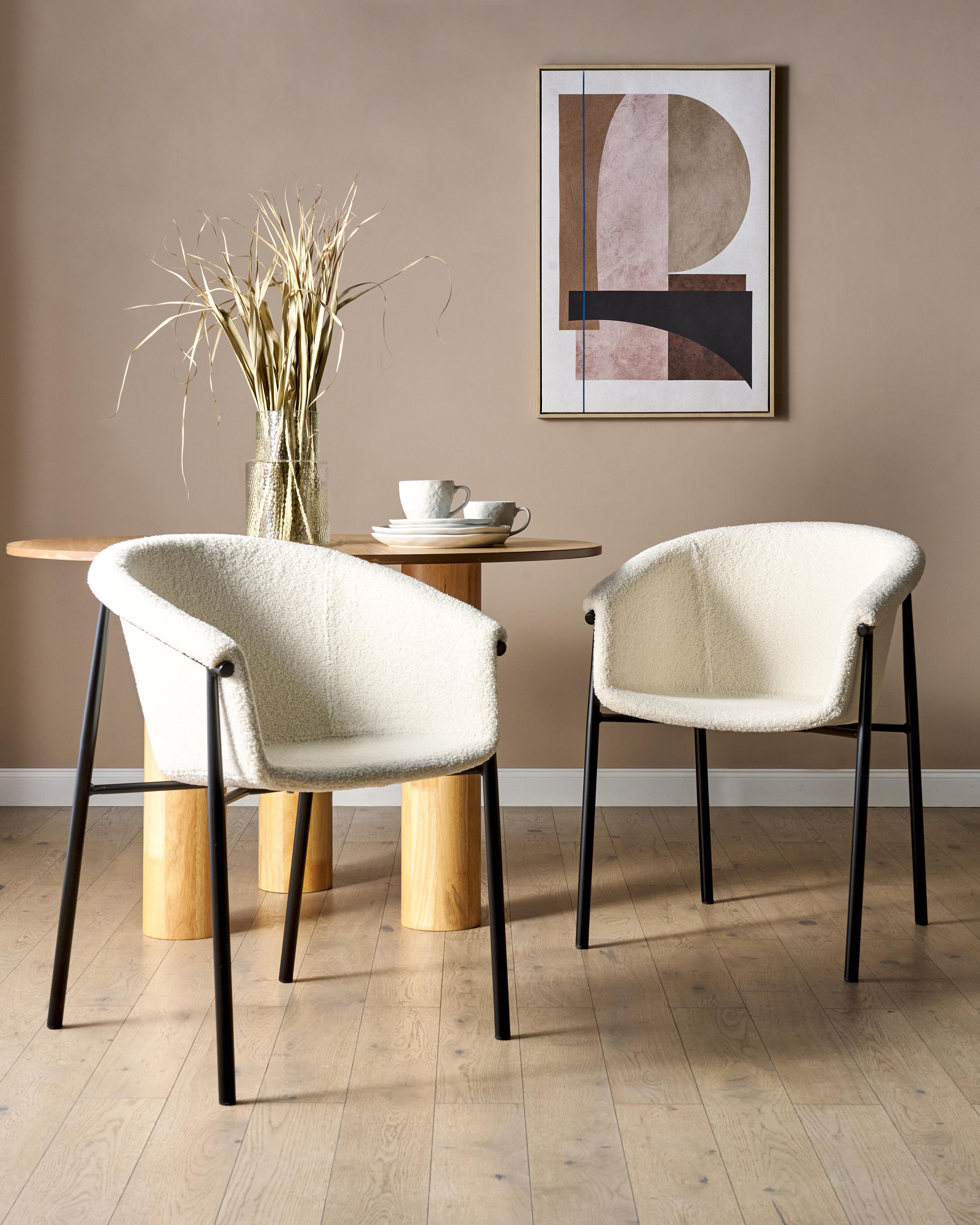 Set van 2 eetkamerstoelen AMES Bouclé Gebroken wit