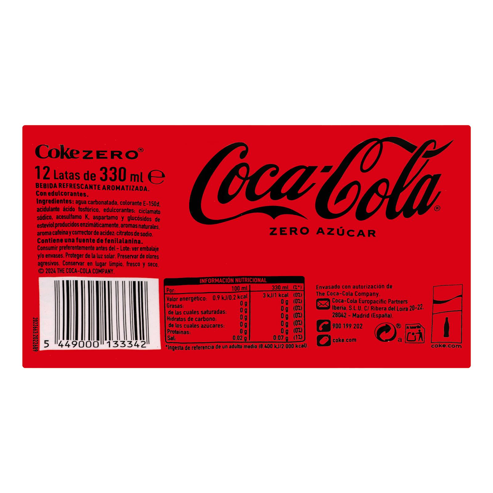Boisson gazeuse Coca-Cola sans sucre