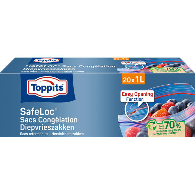 Toppits diepvrieszakken met safelock - 1000 ml