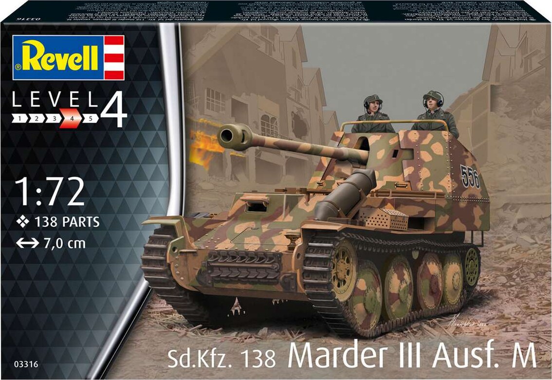Revell - Marder III Tank Byggesæt - 1:72 - Level 4 - 03316