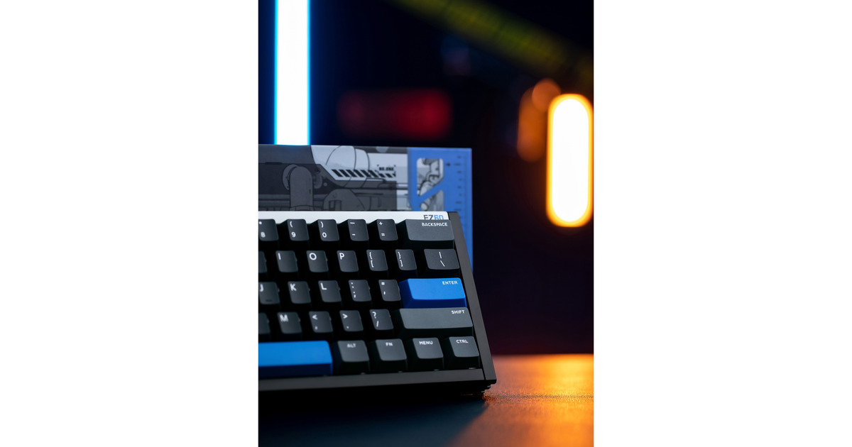 IqunixEZ60 Magnetic Switch Gaming HE Keyboard, gaming toetsenbord  (Zwart/blauw, US lay-out, US-International, Gateron Star Trail, 60%, RGB, Double Shot PBT Keycaps)