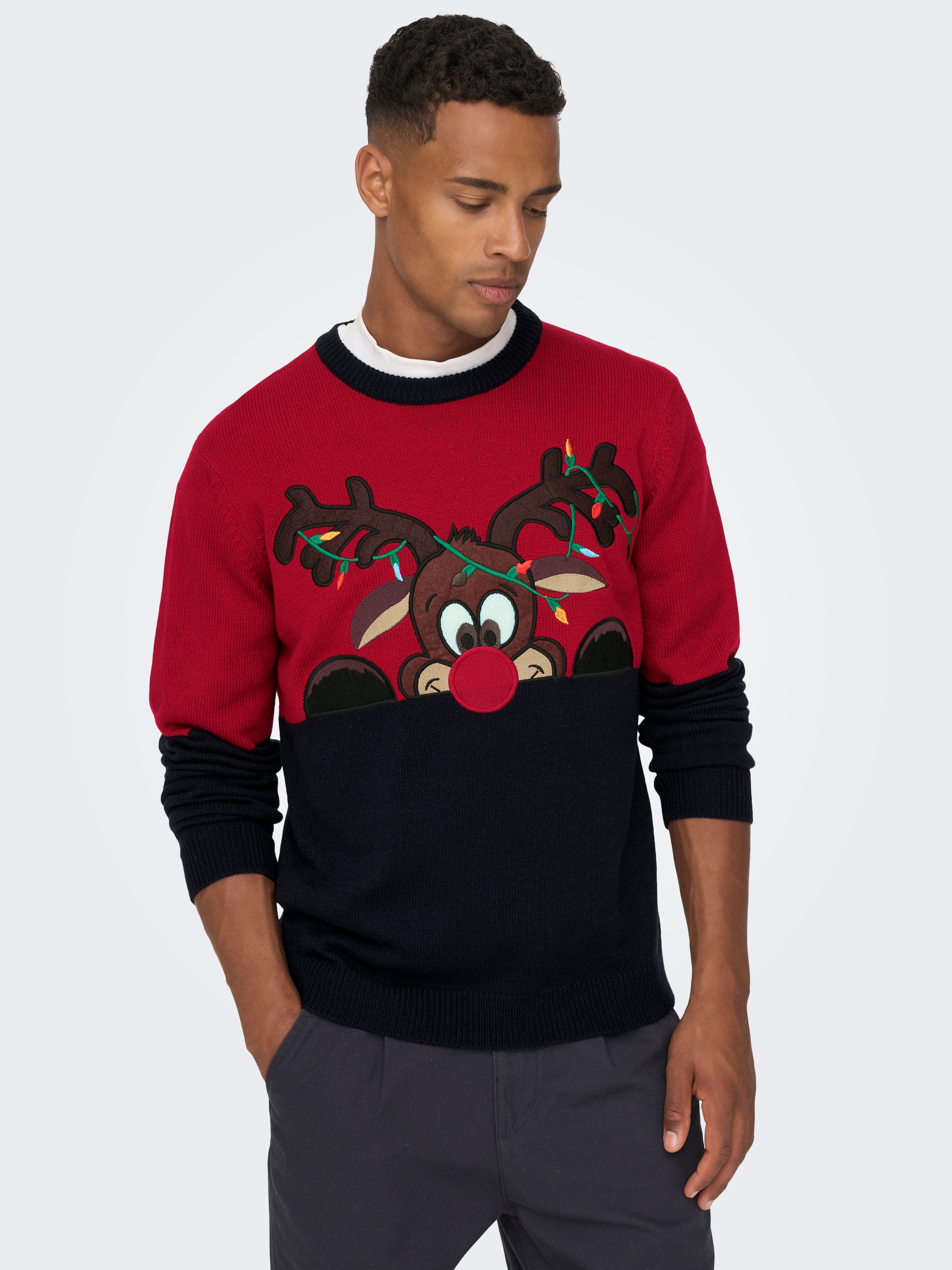 ONLY & SONS Weihnachtspullover , mit Bündchen an Ärmel und Saum