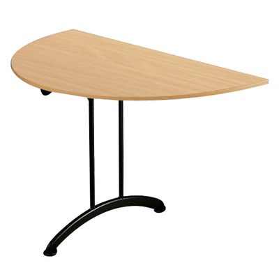 Table de réunion pliante - demi-ronde - L140 x H74 x P70 cm - imitation hêtre/noir