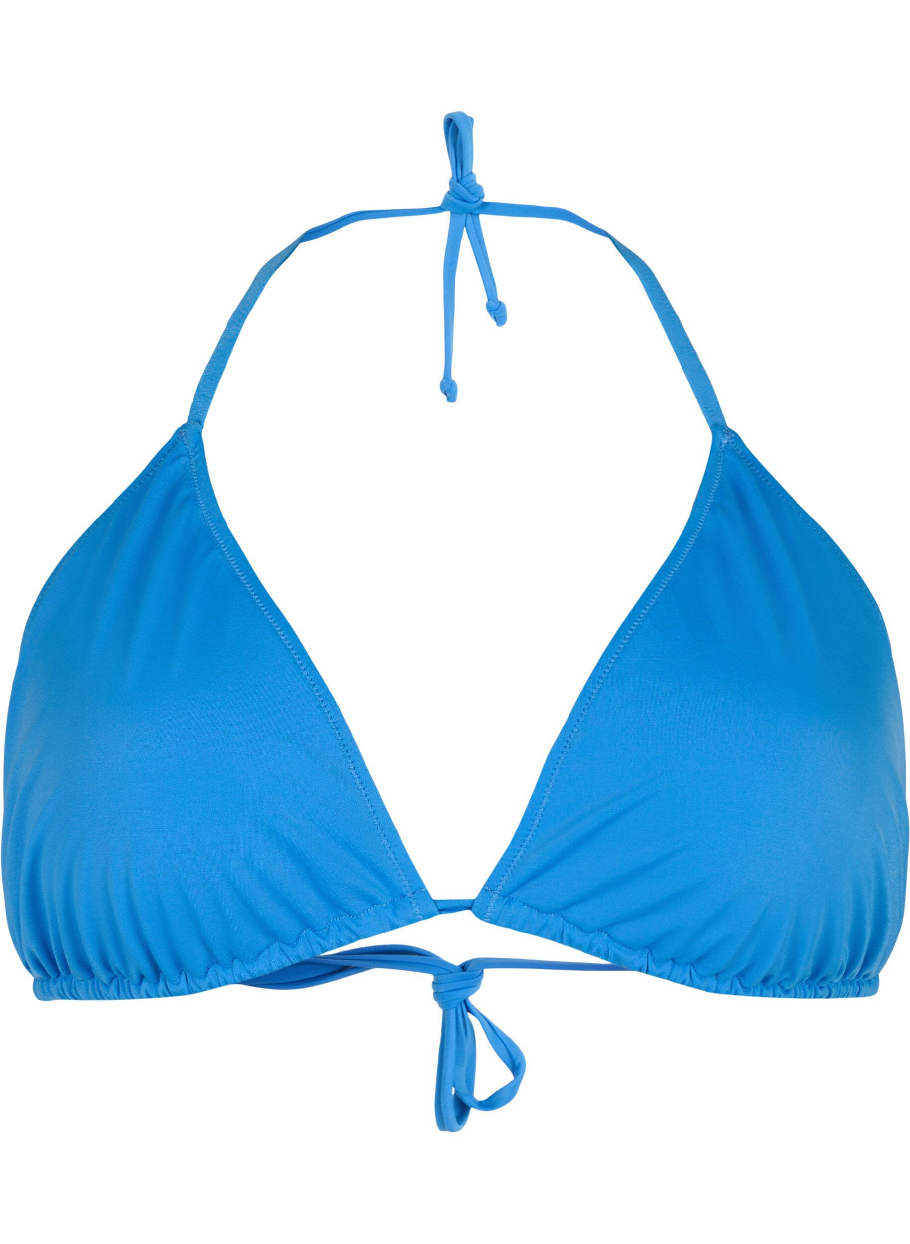 Ensfarvet trekants bikini bh