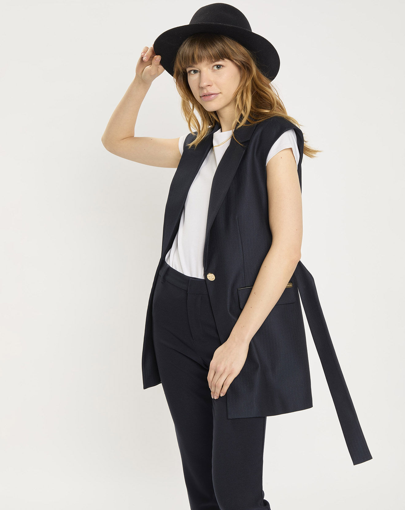 Scotch & Soda Gilet blazer sans manches bleu foncé