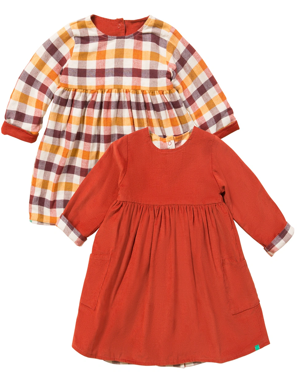 Cord-Langarmkleid DAY AFTER DAY zum Wenden in burnt ochre